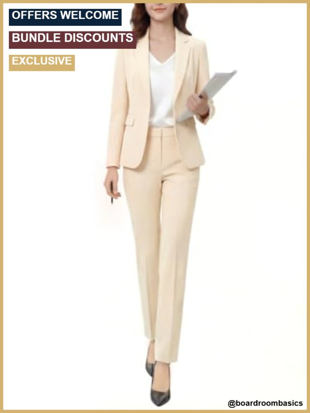 Women's Two Piece Pants Suit Wrinkle-Free Blazer Set Professional Work Outfit